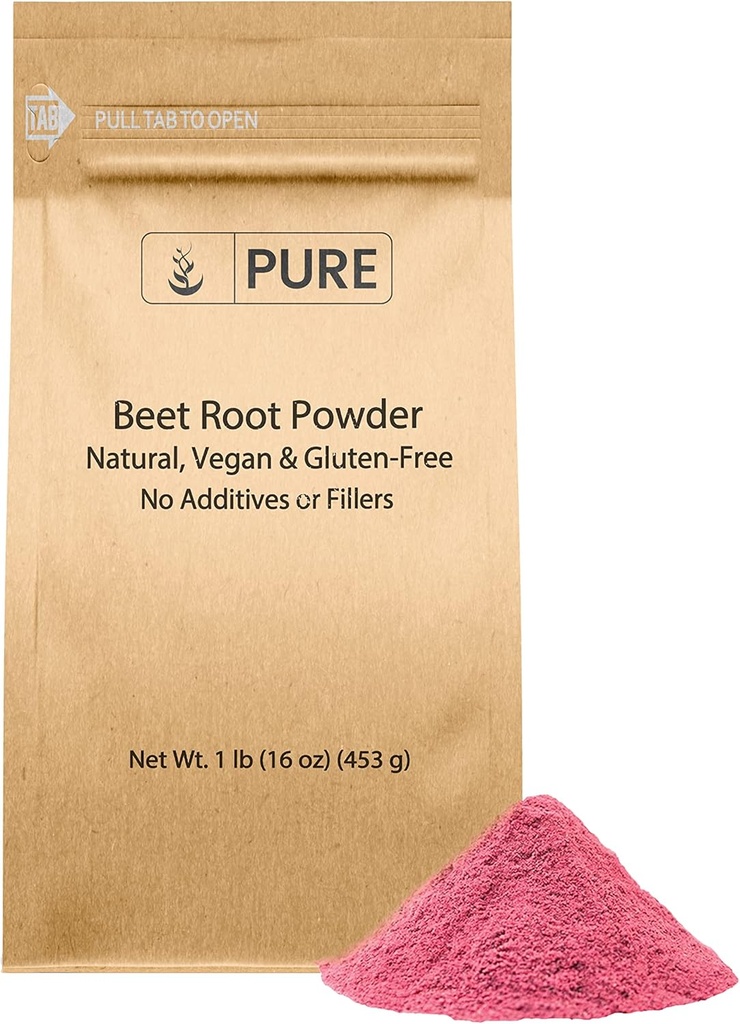 Pure Original Ingredienser Beet Root Powder (1lb) Smoothies, Rich Color, Non- GMO, Folate