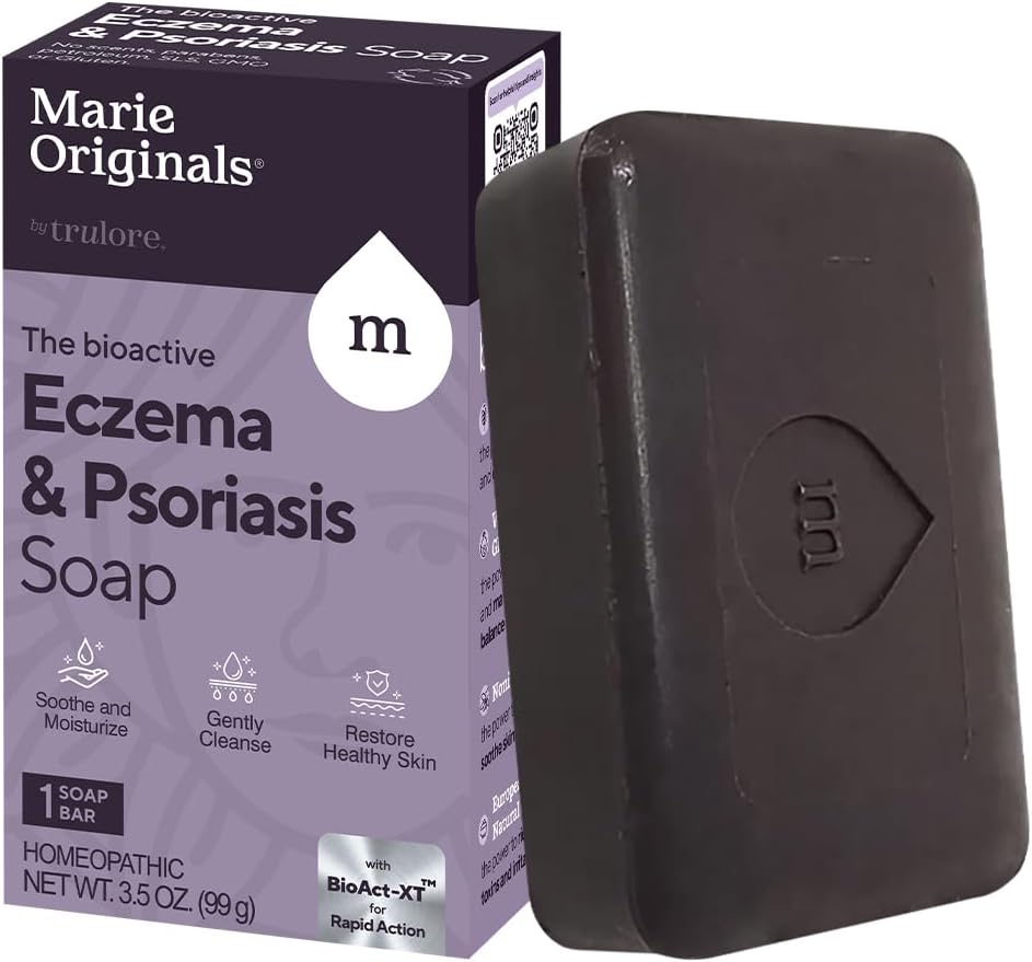 Marie Originals Eczema Face Soap Body Wash Bar - All Natural Psoriasis, Dermatitis Treatment for Dry Itchy Flaky Skin Relief - Gentle afgiftning, Healing, Anti- Itch, Cleansing Skincare (Pack of 1)
