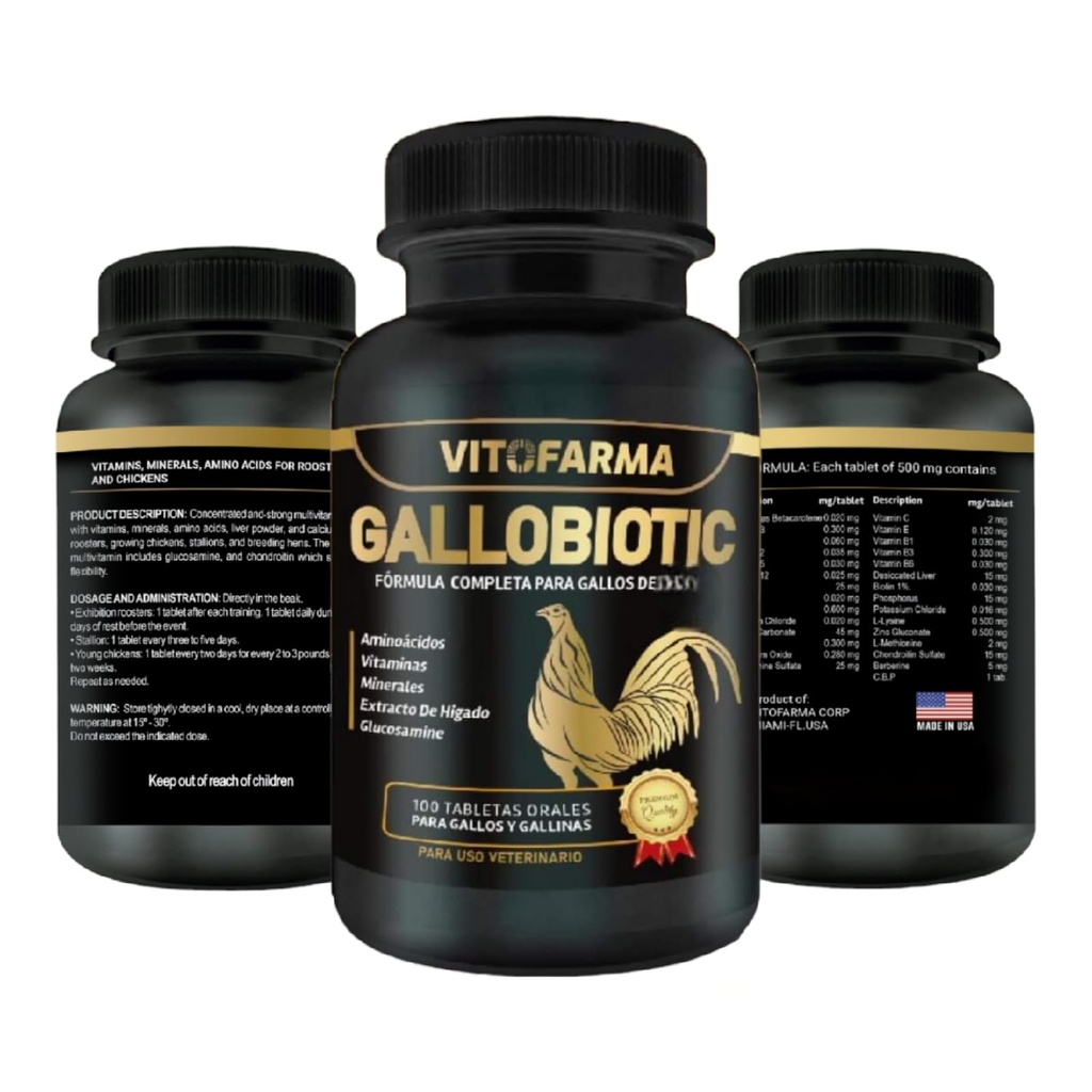 Gallobiotic Natural Multivitamin for Rooster, Hens - 100 tabletter