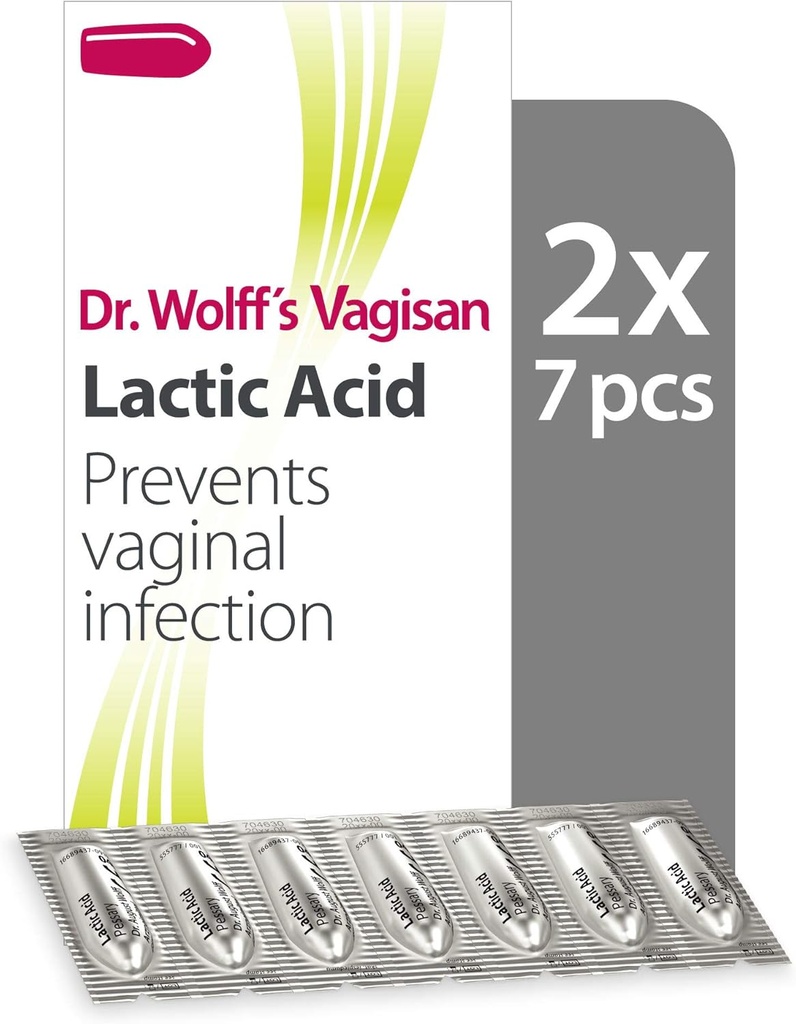 Vagisan Dr. Wolffs Lactic Acid Pessaries, Daily Vaginal Health & Intimate Hygiene, Prevents Infektion, 2X7pcs