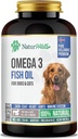 Omega 3 Fish Oil Supplement til hunde og katte - 1000 mg Pure DHA og EPA Omega - Understøtter sund Coat og hud, hjerte, immunsystem, Joints og Hip - 180 bløddele