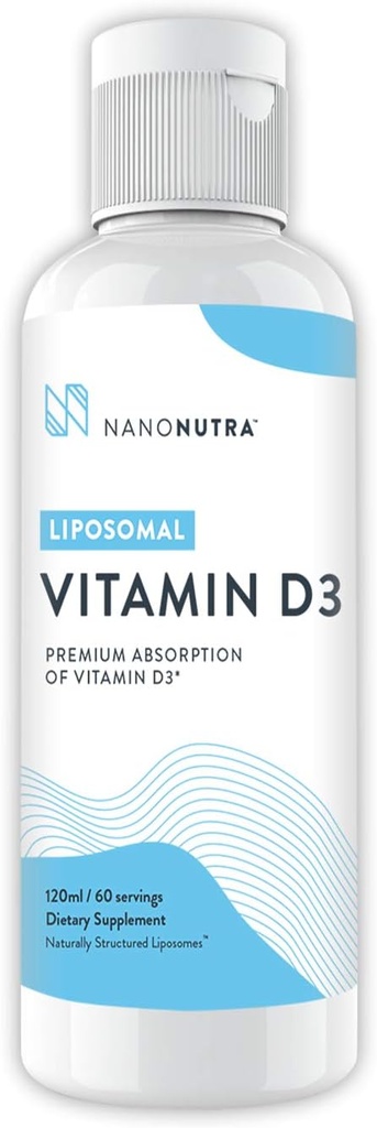 Liposomal Vitamin D3 tillæg med vitamin K2 af NanoNutra - GMO / soja fri