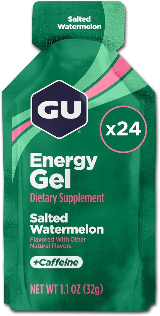 GU Energy Original Sports Nutrition Energy Gel, Saltede Watermelon, 26.4 Oz, 24 Greve