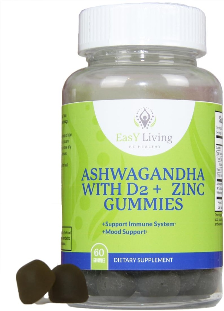 Ashwagandha 1500mg VitaminD2 200mcg Zink 4mg Gummies pS for Stress Relief & immunsystem Support Name