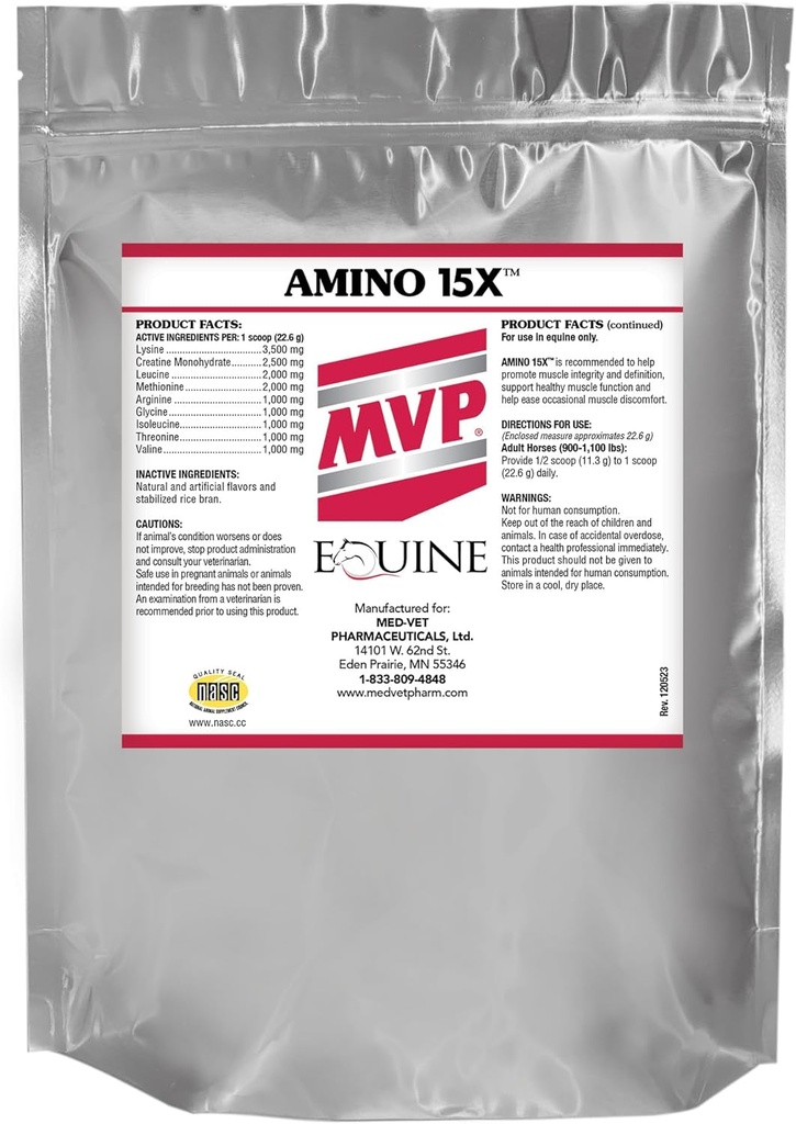 Amino 15X (3 LB) -Understøtter sund muskel funktion, udvikling og reparation i heste
