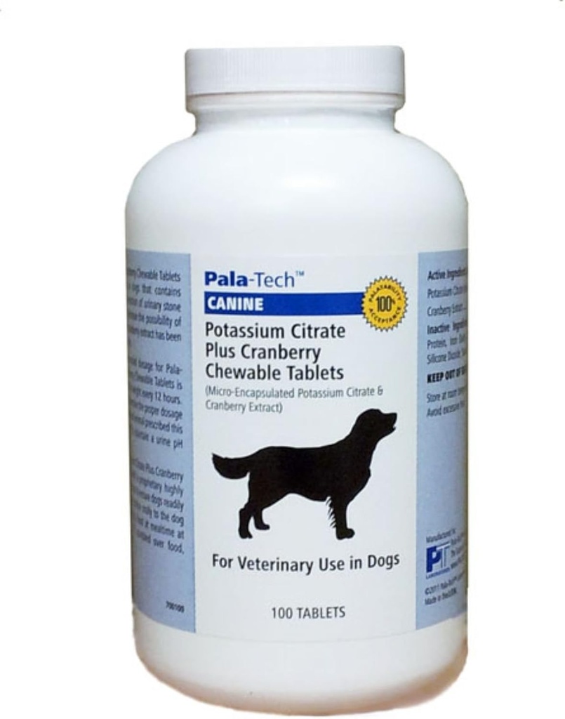 Hund UTI Behandling - Kalium Citrate Plus Cranberry Supplement til hunde 100 tyggetabletter til urinvejsinfektion & Brege Stone Forebyggelse, Canine Inkontinens Support Made in USA