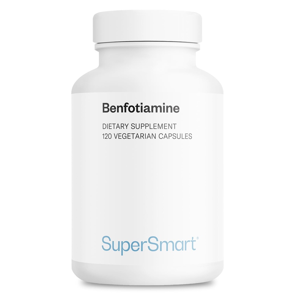 Supersmart - Bensfotiamin 320mg per dag (høj potens) - Biotilgængelig thiamin - vitamin B1 Bensfotiamin Supplementet 124; Non- GMO & Gluten Free - 120 vegetariske kapsler