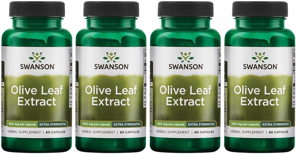 Swanson Olive Leaf Extract kapsler med 20% Oleuropein - (60 kapsler, 750mg Hver) 4 pakning