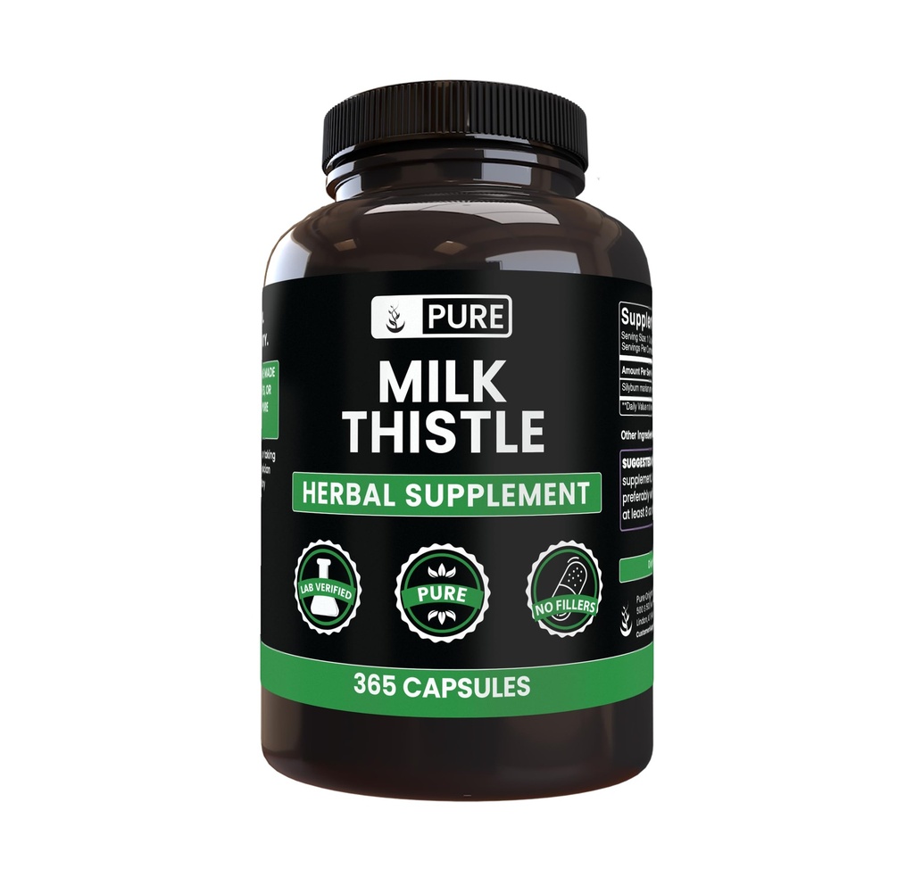 Pure Original Ingredienser Mælk Thistle (365 kapsler) Ingen Magnesium eller ris Fyldere, Altid Pure, Lab Verified