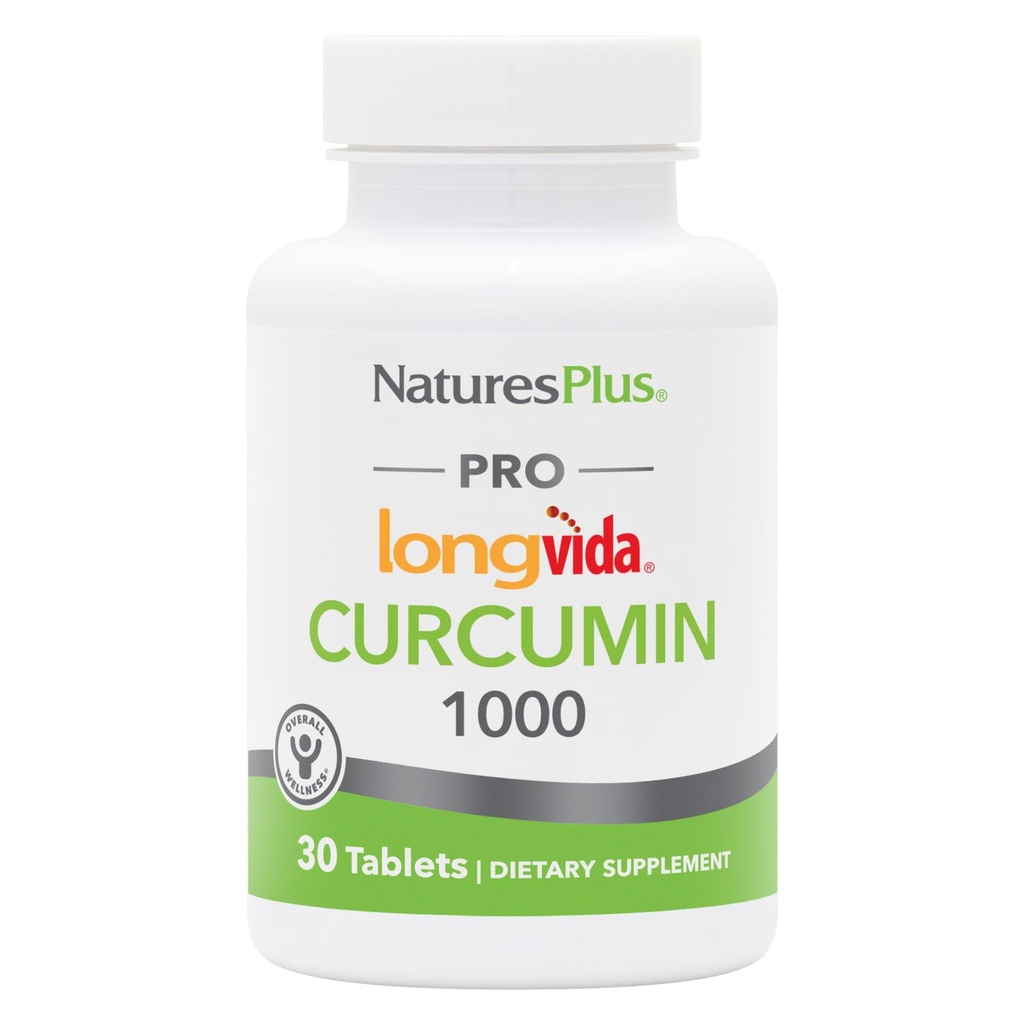 NaturePlus PRO Longvida Curcumin 1000 mg - 30 tabletter - fremmer sund gratis radikal beskyttelse - non-GMO, Vegan & Gluten Free - 30 Serveringer