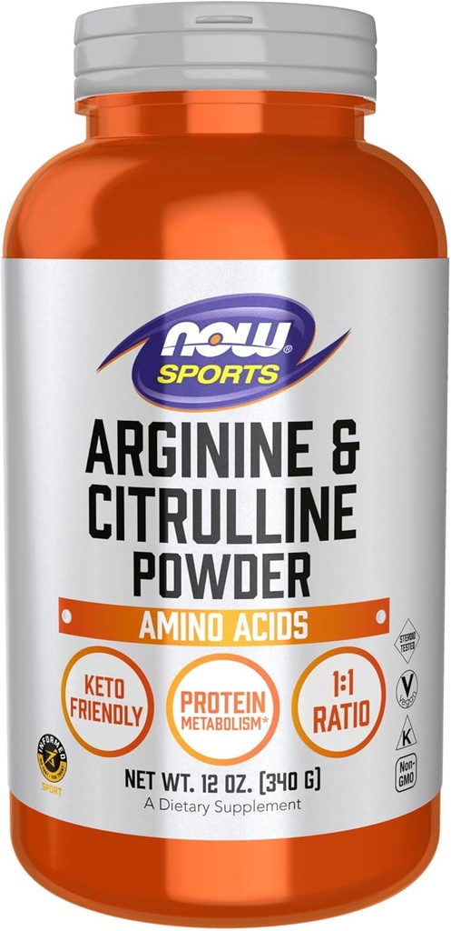 Now Foods Sports Nutrition, Arginin & Citrullin Powder, 1: 1 Ratio, Aminosyre, 12- Ounce