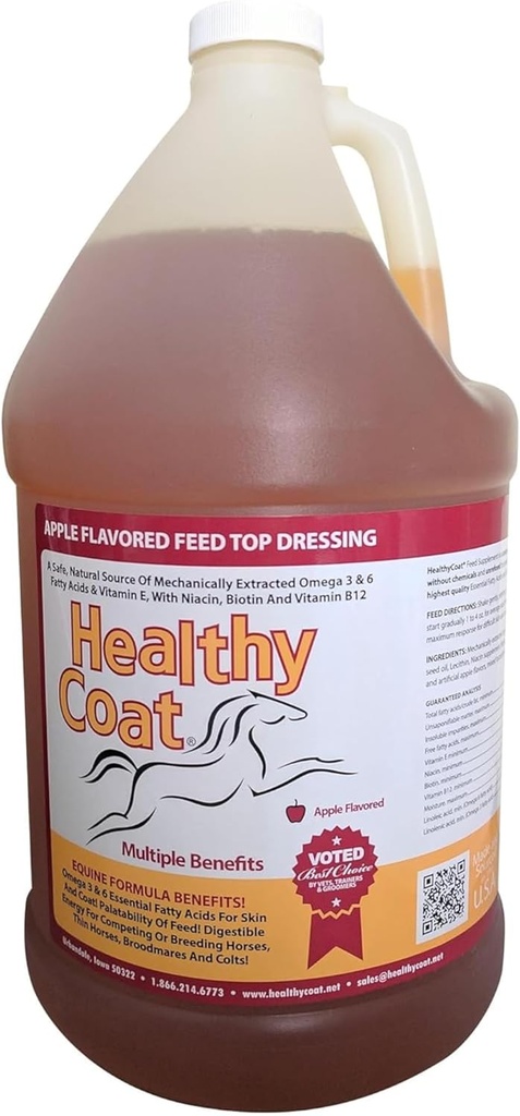 Sund Coat foder supplement til heste: Gallon. Hud, Coat, Kropstilstand, Performance, Allergier, Immunsystemet, Hoof, Joint, Omega 3 & 6 Fedtsyrer.