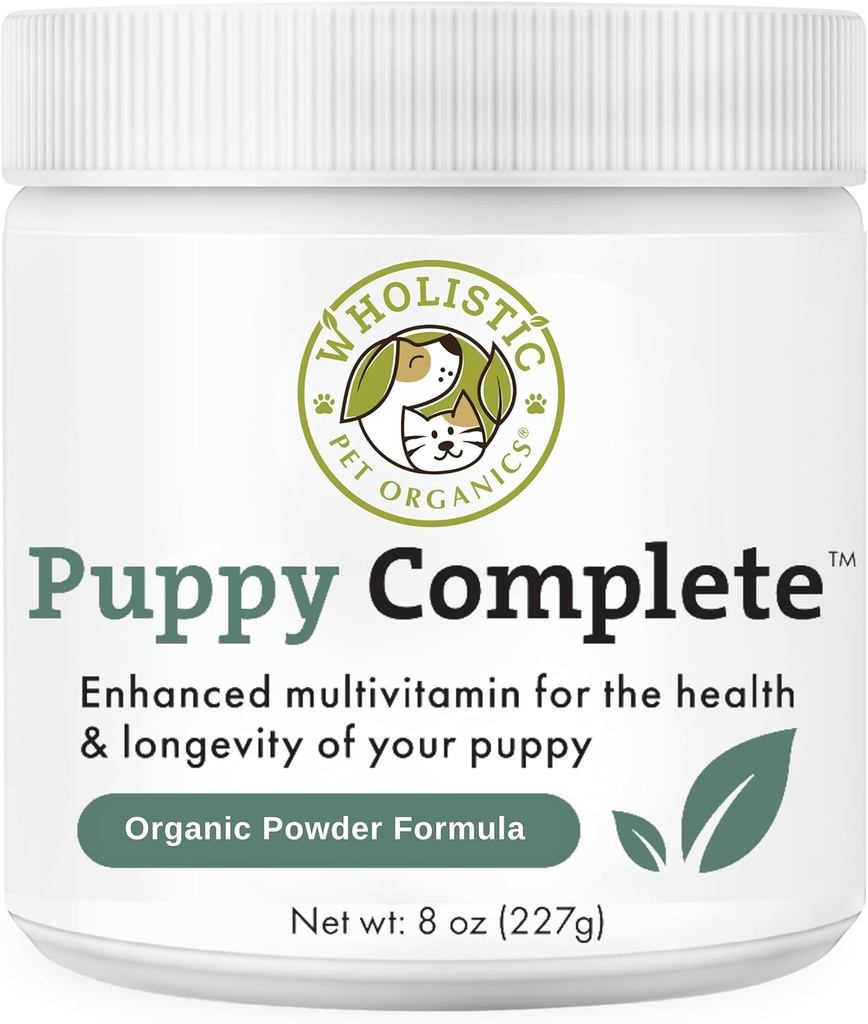 Wholistic Pet Organics Puppy Complete - Hund Multivitamin Powder - 8 Oz - Daily Dog Vitamin & Kosttilskud til Hjemmelavet Mad - Immunsystem, Hud, Coat & Samlet Sundhed - Små og store Breed Puppies