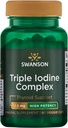 Swanson Triple Iodine Complex-Natural Supplement for Vital Thyroid Support-Promotes Metabolic Function, Increased Red Blood Cell Production, & Heart Health-(60 Veggie Capsules, 12.5mg Each) 1 Pack