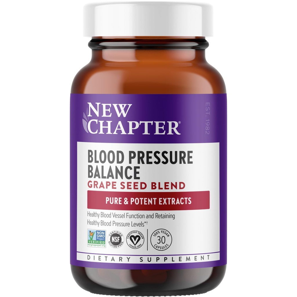 Nyt kapitel Blodtrykstillæg Vær forsigtig med økologiske, Veganske Grapefrugter + Sort Currant + non-GMO ingredienser, 30 Greve