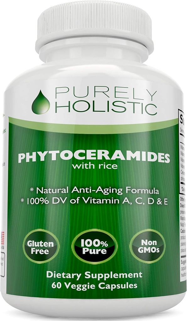 Phytoceramider Hudterapi Supplement 60 Kapsler 100% Ris Baseret 100% Naturlig Vegetarisk / Vegansk Kapsler 100% DV af vitamin A, C, D & E med ingen Fylder eller kunstige ingredienser