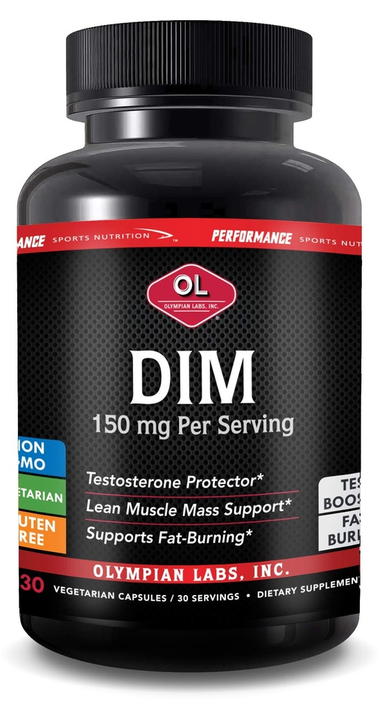 Olympian Labs DIM 150mg - DIM Diindolylmethan supplement kapsler Support Hormone Balance, Clear Skin, PCOS, & Hjælp i Fitness Regimes - 30 kapsler (30 dages forsyning)