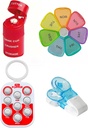 Ultimate Medication Tilbehør Bundle - Pill Popper Tracker, 4-in-1 Pill Cutter & Grinder, Easy Pill Remover, og Extra- Large Weekly Pill Organizer - Perfekt til seniorer og pårørende