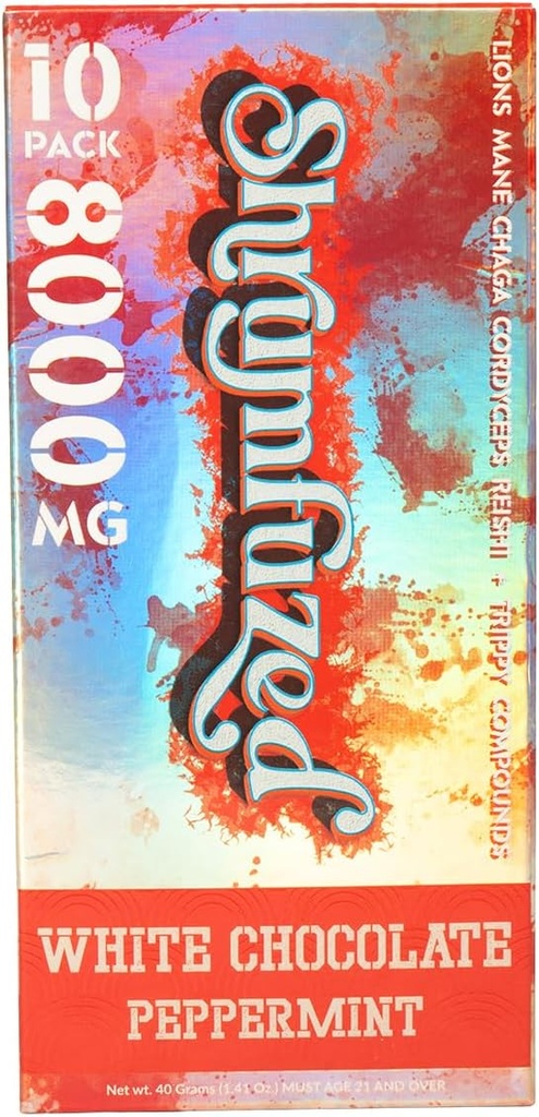 Proprietary Nootrop Gummy 8000mg - Lions Mane, Reishi, Chaga, og Cordycep Nootrope Tripee Mushroom Blend (10, hvid chokolade pebermynte)