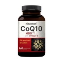 NatureBell CoQ10 400mg med OMEGA- 3- 240 kapsler - Antioxidant supplement til Heart & Energy Health Support - understøtter cellulær energi * - Ekstra styrke Coenzym Q10