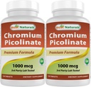 Bedste Naturals Chrom Picolinate 1000 mcg 120 tabletter (pakke med 2)