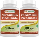 Bedste Naturals Chrom Picolinate 1000 mcg 120 tabletter (pakke med 2)