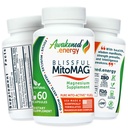 Blissful MitoMag - 300mg Elemental Magnesium Complex: Mg Glycinate, Mg BHB - Sovemuskler Mood Energy Cognitive Focus Calm - All Natural, USA Made, Ingen tilsætningsstoffer - 60 Veganske kapsler supplement