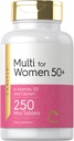 Carlyle Multivitamin til kvinder 50 Plus 124; 250 Mini tabletter • 124; Jern gratis supplement • 124; Vitamin A, B12, C, D3, Folate (som folinsyre) og Calcium • 124; Non- GMO, Gluten fri