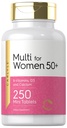 Carlyle Multivitamin til kvinder 50 Plus 124; 250 Mini tabletter • 124; Jern gratis supplement • 124; Vitamin A, B12, C, D3, Folate (som folinsyre) og Calcium • 124; Non- GMO, Gluten fri
