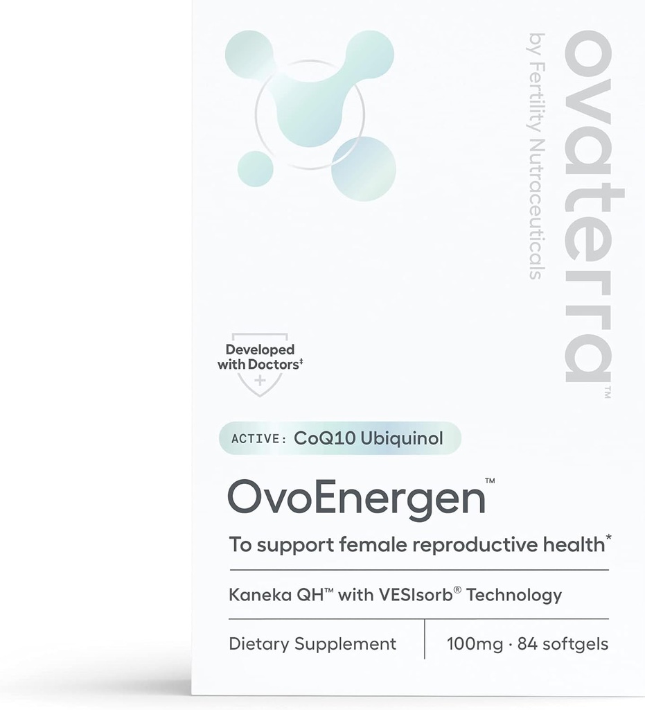 OvoEnergen CoQ10 Supplement for kvinder til støtte for reproduktiv sundhed og æg sundhed fertilitet Booster med Kaneka QH, VESIsorb ® Teknologi 84- 100mg Softgel kapsler - 28 dages forsyning