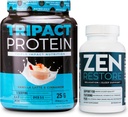 Nutrologi TRIPACT Protein Powder, 7- in-1 Meal udskiftning Shake, Vanilla Latte kanel Flavor (20 Servere) Zen Natural Magnesium Supplement (30 Servere)