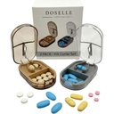 2PCS - Pill Cutter Splitter med Mini Pill Box - Pill Cutters til små eller store piller Professional - 4 Way Pill Splitter 1 / 4 - Pill Splitter med Centing Device - Gray & Brown