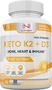 Vitamin K2 + D3 med calcium - ben, hjerte og immunformel - K2 D3 Vitamin supplement til kvinder og mænd - 60 kapsler