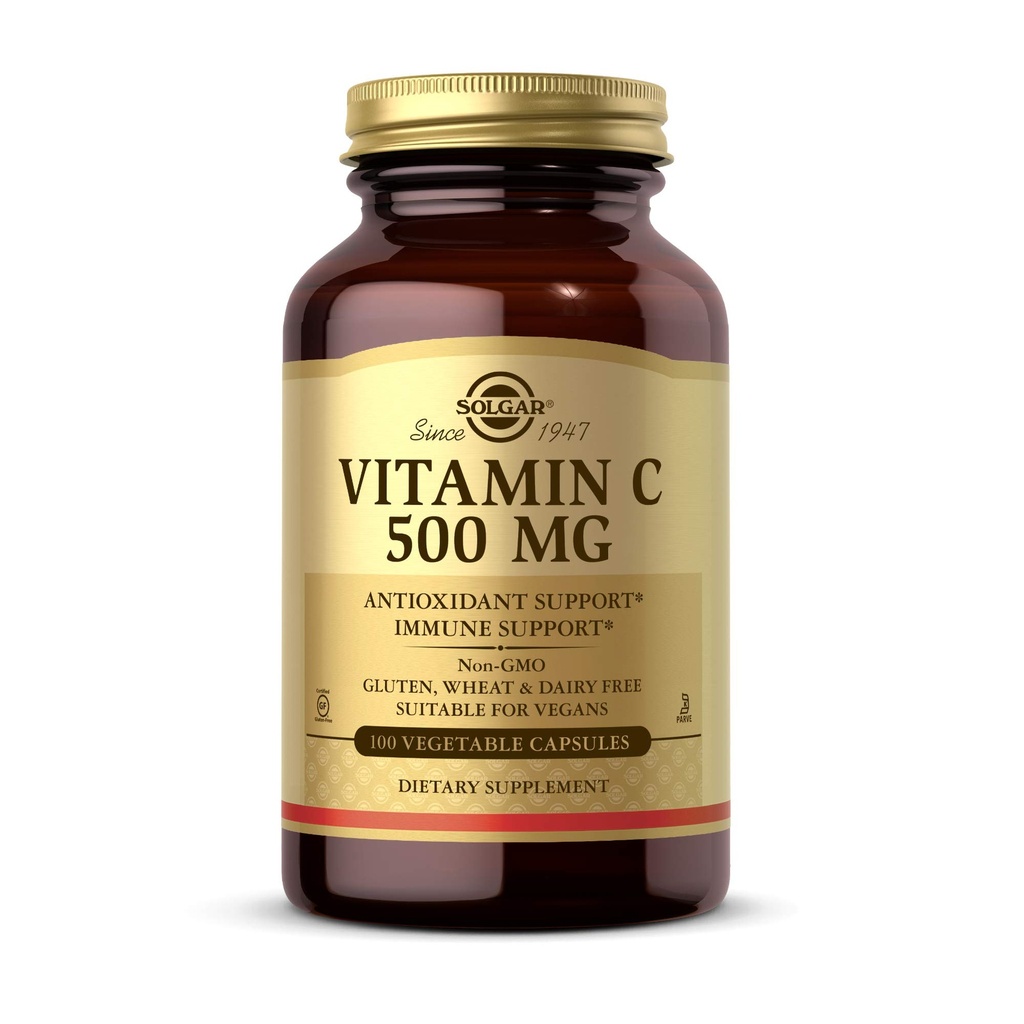 Solgar C-vitamin 500 mg, 100 vegetabilske kapsler - Antioxidant & immunforsvar - Samlet sundhed - Understøtter sund hud & joints - Ikke GMO, Vegan, Gluten Free, Kosher - 100 Servere