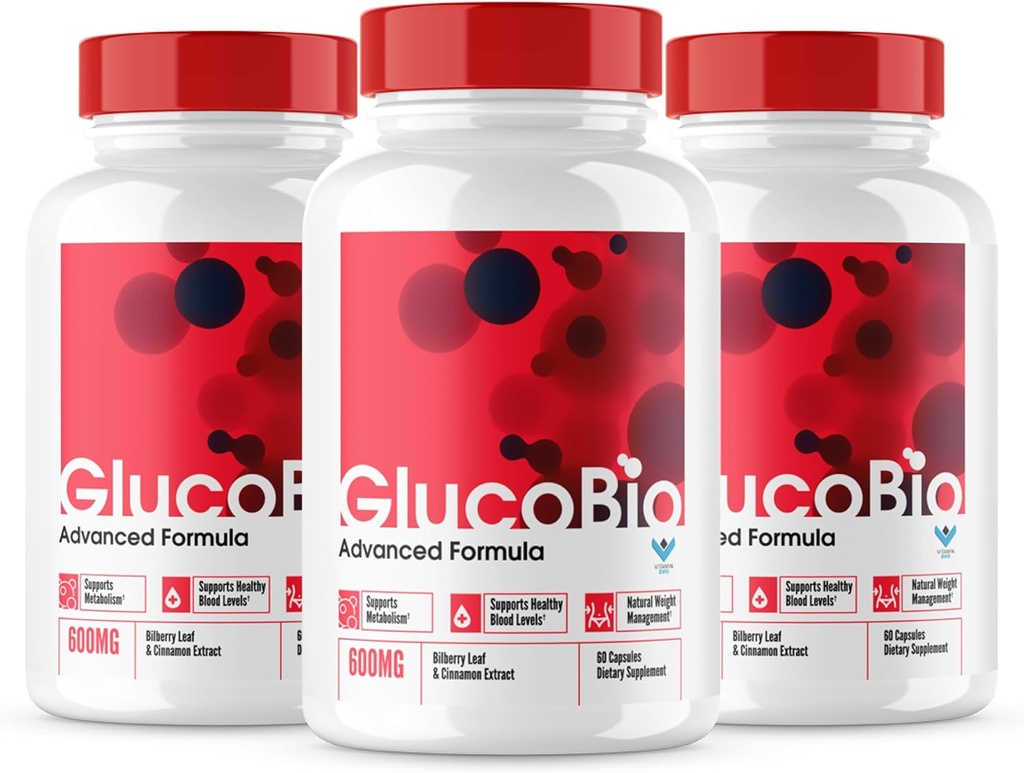 (Officiel 3 Pack) Glucobio kapsler, Glucobio Bio blodpiller Advanced Formel, Glucobio Alle naturlige ingredienser, GlucaBio Maksimal styrke, Glucobio, Glucobio blod, Glycogen Support (180 Caps)