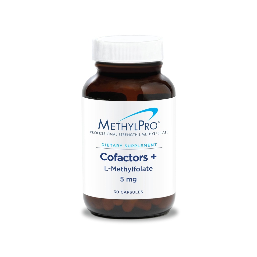 MethylPro L- Methylfolat 5 mg + Cofactors - L Methylfolattilskud til kvinder og mænd, Methyleret vitamin B9 (5- MTHF) med B6 og B12 for hjernesundhed, fokus og ro - 30 kapsler (pakning med 1 stk.)