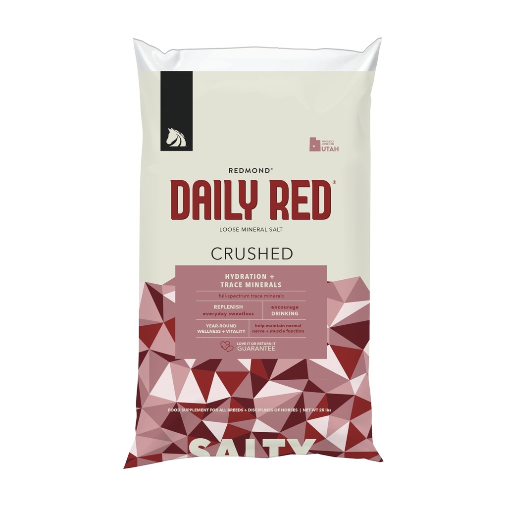 Daglig Rød Knust Loose Minerals Note 124; Mineral Salt + Electrolyte Supplement for Heste (25LB Refill Bag)