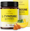HERBAMAMA L- Tyrosine Gummies - 1000mg L- Tyrosine for Brain Clarity Support - Vegan, Non- GMO Energy and Focus Supplement - 90 Pectin- Based Mango- Flavored Chews
