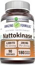 Amazing Formulas Nattokinase Kosttilskud 100 mg Veggie Kapsler Supplement 124; 2000 FU Enzyme Aktivitet