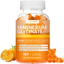 Magnesium Glycinate Gummies 1000mg, High Absorption Sugar Free Magnesium Kalium supplement til afslapning, stress Relief, og søvn støtte til voksne & børn - 90 Orange Gummies