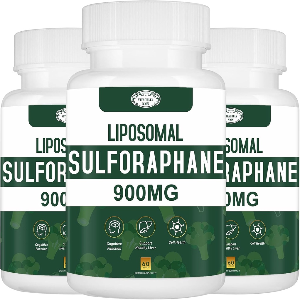 900MG Liposomal Sulforaphane Supplement Broccoli ekstrakt, Levertilskud til antioxidant, fordøjelse, cellular sundhed 180 kapsler