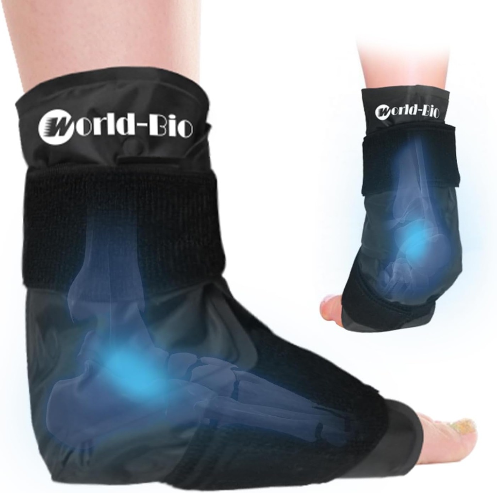 Ankle Ice Pack Wrap til hævelse, Foot Ice Pack Wrap, Genanvendelig Foot Cold Cure Wrap til Ankle, Foot, Heel Pain Relief, Achilles Tendonitis, Plantar Fasciitis