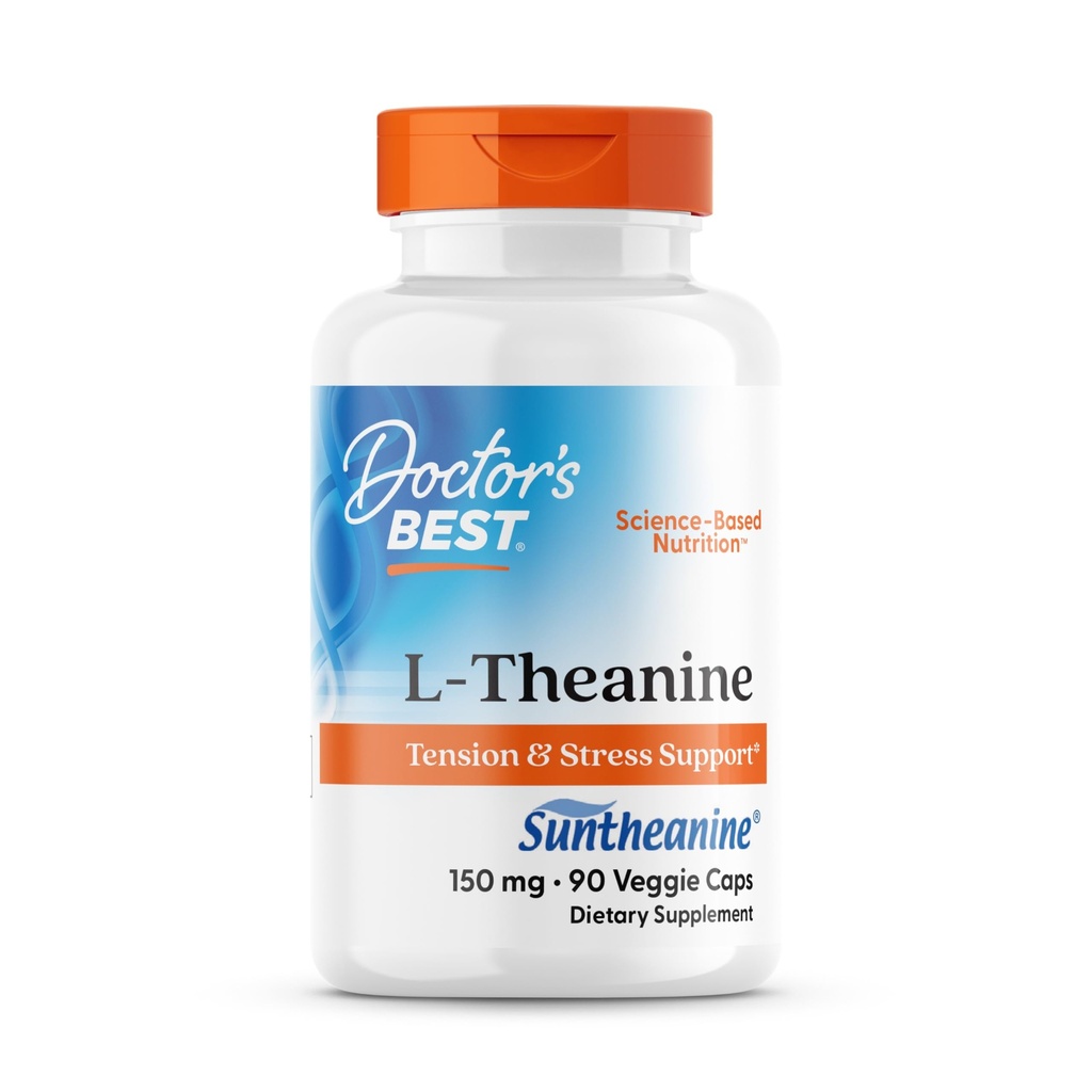Doctor 's Best L- Theanine Indeholder suntheanin, hjælper med at reducere stress og søvn, ikke-GMO, Gluten Free, Vegan, 150 mg (DRB- 00197), 90 Greve