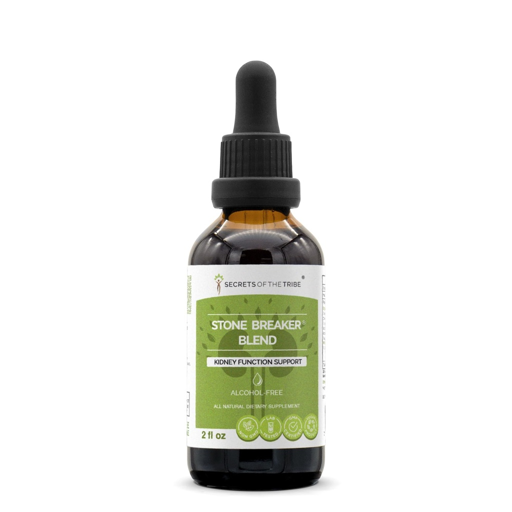 Secrets of the Tribe Stone Breaker Blend Alcohol- Free Extract, Stonebreaker, Burdock, Yucca, Goldenrod, Horsetail, Tribulus. Glycerit tinktur, Nyrefunktion Support (2 fl oz)