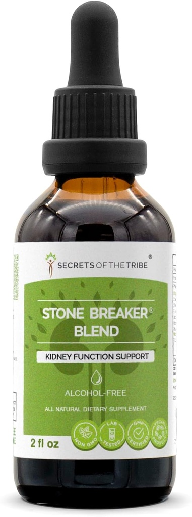 Secrets of the Tribe Stone Breaker Blend Alcohol- Free Extract, Stonebreaker, Burdock, Yucca, Goldenrod, Horsetail, Tribulus. Glycerit tinktur, Nyrefunktion Support (2 fl oz)