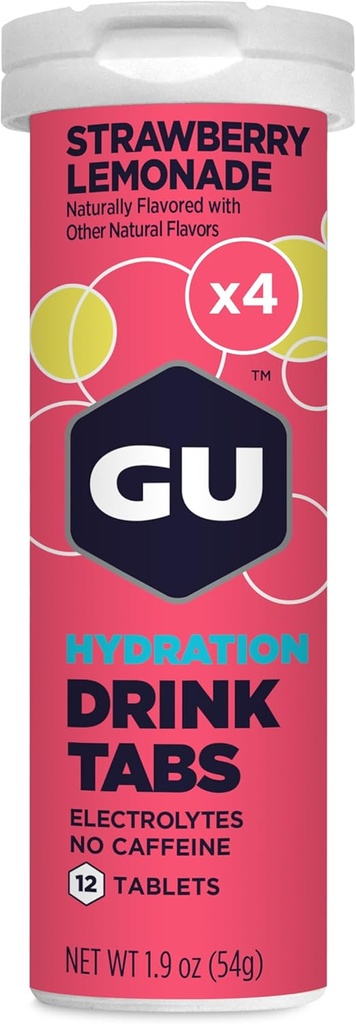 GU Energy Hydration Electrolyte Drink Tablets, Forbedret Endurance Sport Drikke til løb, Cykling, Triathlon, 4-greve (48 Servere), Jordbær Lemonade