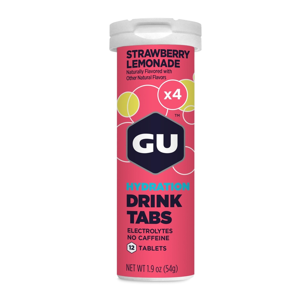 GU Energy Hydration Electrolyte Drink Tablets, Forbedret Endurance Sport Drikke til løb, Cykling, Triathlon, 4-greve (48 Servere), Jordbær Lemonade