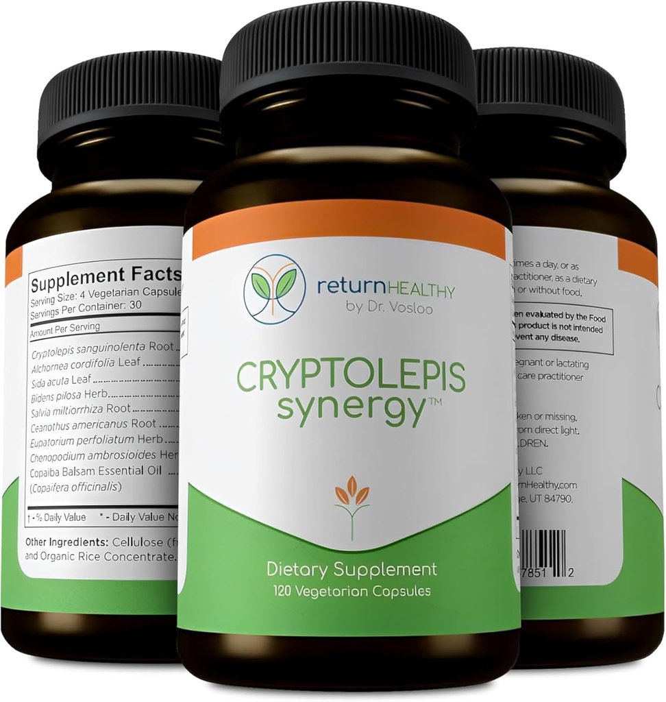 Cryptolepis Synergy, immunforsvar Vitaminer, immunsystem Booster for voksne, lever, lymporistisk, & immunstøtte supplement, understøtter Lyme & Natural Parasite Defense, 120 kapsler, 3 pakke