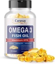 Omega 3 Fish Oil 2,000mg- Pharmaceutical Grade. 1000mg EPA 500mg DHA. Burpless kapsler med ingen Fishy eftersmag. Alle Natural, Organic, Ikke GMO, Gluten Gratis for mænd og kvinder.