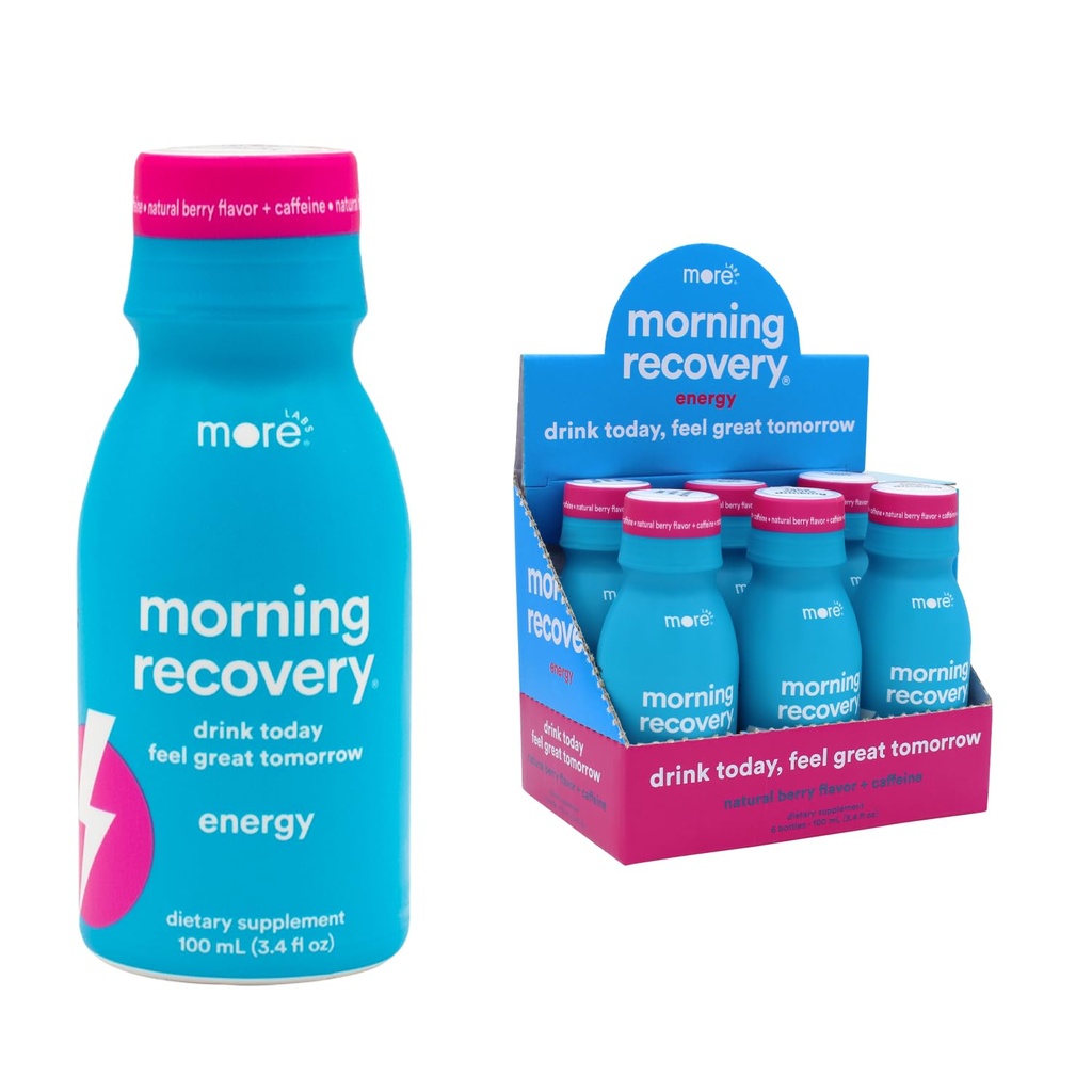 Morgen Inddrivelse, Elektrolyte med energi, Mælk Thistle Drink Proprietary Formulering til Hydrate Mens drikke, Opløselig Væske DHM, Ikke GMO, Vegan, Gluten- Gratis, Berry, Pack af 6